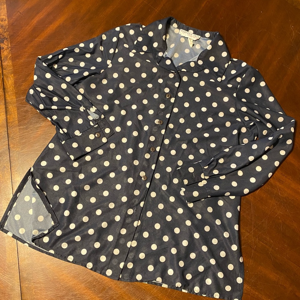 Navy Polka Dot Button Down Shirt